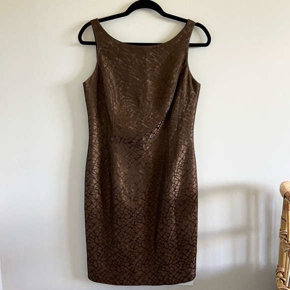 Vintage 90s Alberto Makali brown designer midi sheath dress | Size Small/Med - Picture 4 of 13